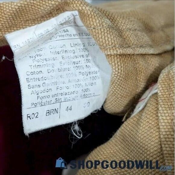 Vtg Carhartt R02 BRN 44 X 30 Bib Overalls USA Double Knee Duck Canvas Quilted - Picture 11 of 14